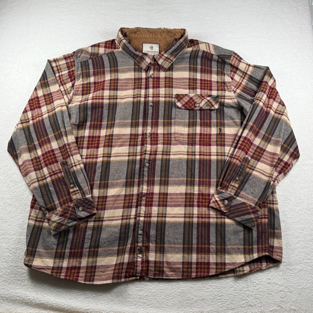 Legendary Whitetails Shirt Mens 4XL Cedarwood Plaid Buck Camp Flannel Button Up